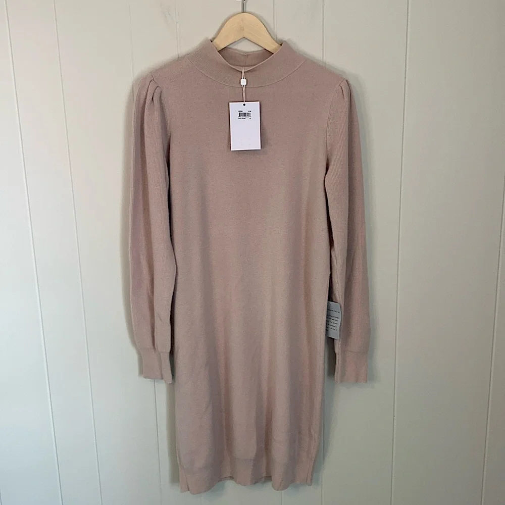 NWT Gal Meets Glam Collection Mariah Mock Neck Sweater Dress Dusty Blush Size XL